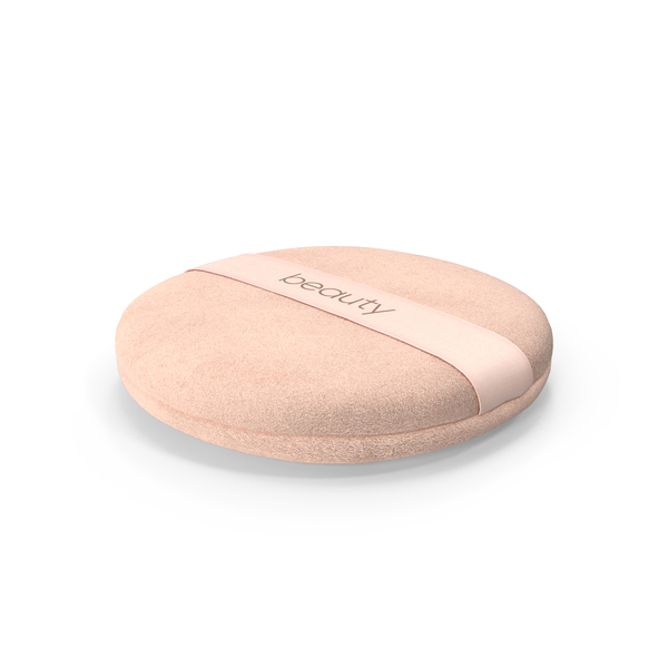 Face: Round Powder Puff with Strap Beige PNG & PSD Images