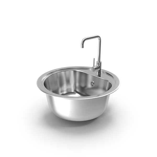 Round Single Kitchen Sink with Tap PNG & PSD Images