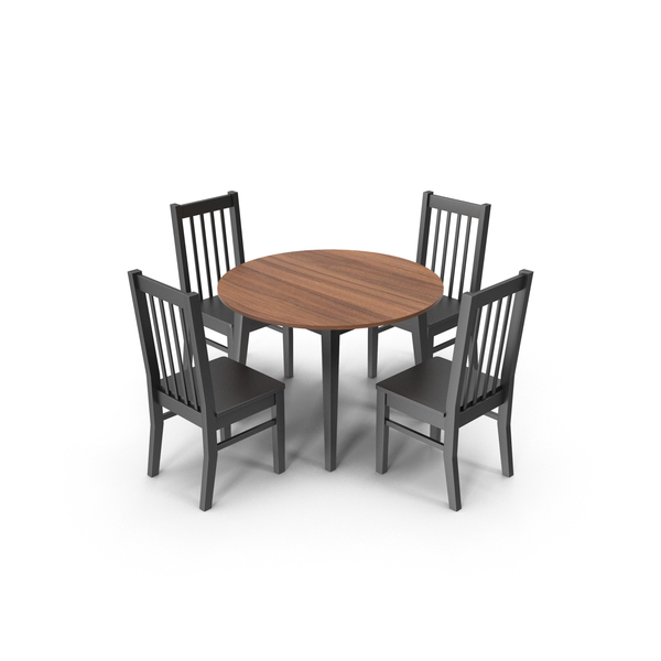 Dining Room Set: Round Table And Chairs PNG & PSD Images