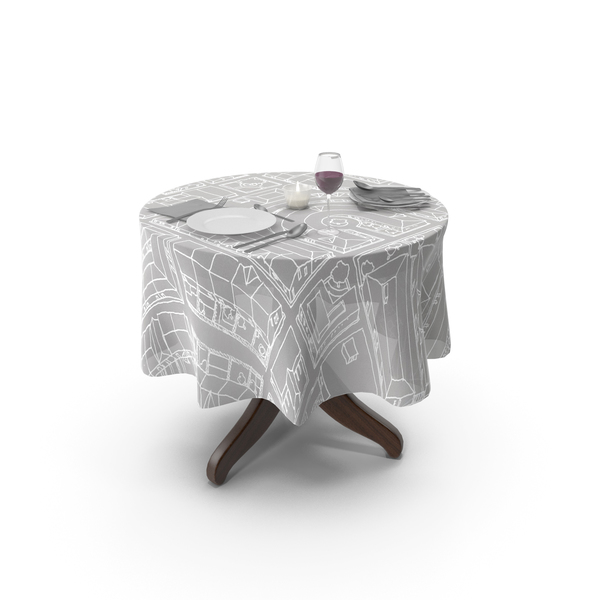 Cafe: Round Table And Tableware PNG & PSD Images