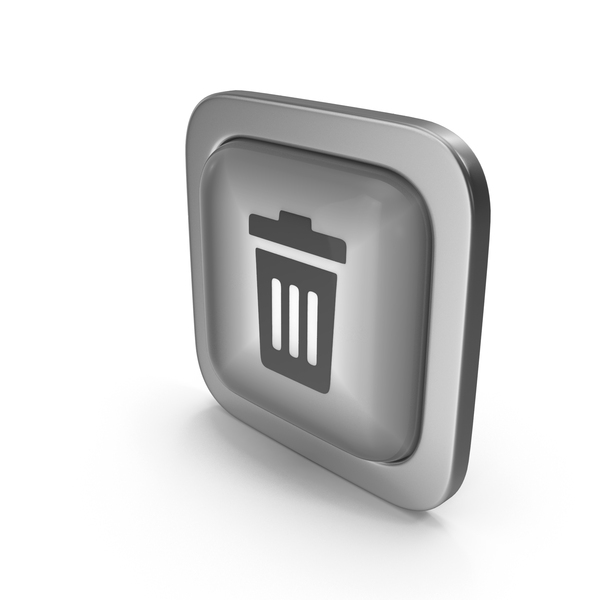Computer: Rubbish Bin Grayscale Icon Square Button PNG & PSD Images