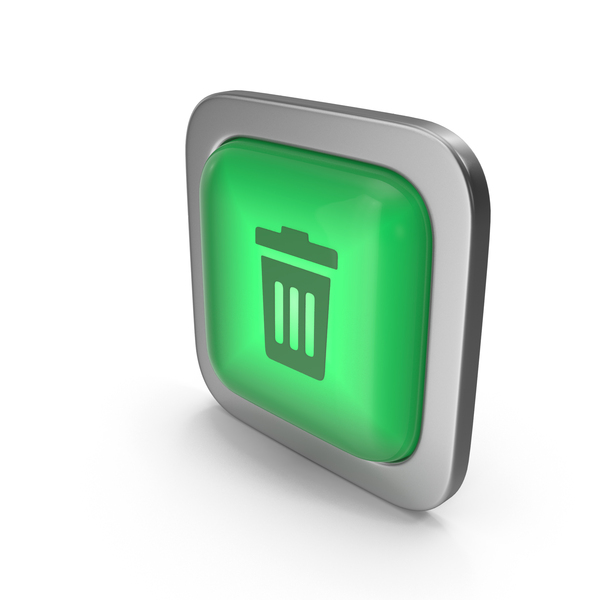 Computer: Rubbish Bin Green Icon Square Button PNG & PSD Images