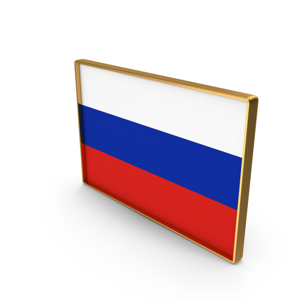 Russia Country Flag In Rectangle Golden Frame PNG & PSD Images