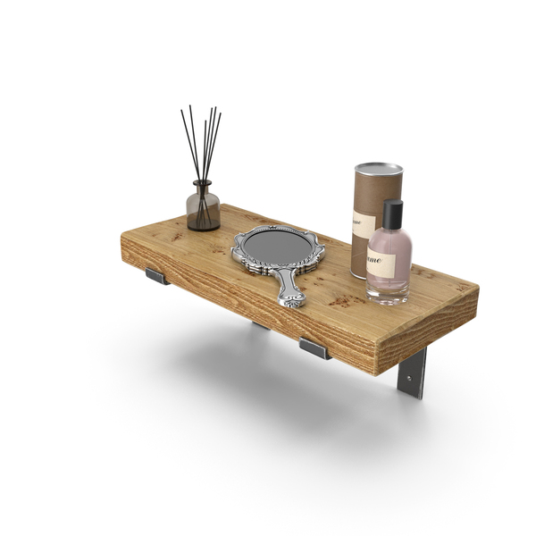Shelving: Rustic Wooden Shelf With Perfume And Mirror PNG & PSD Images Shelving: Rustic Wooden Shelf With Perfume And Mirror PNG & PSD Images