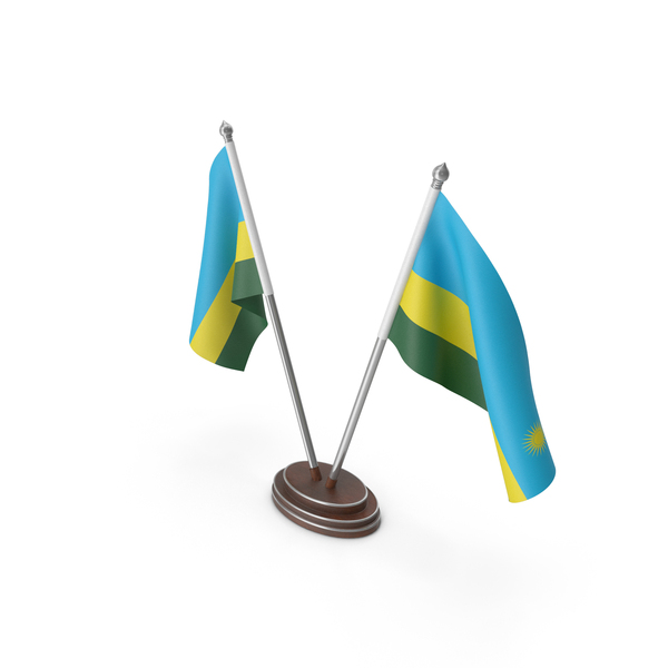 Flag: Rwanda Cloth Two Flags Stand PNG & PSD Images