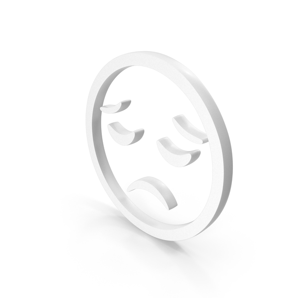 Symbols: Sad Emoji Icon White PNG & PSD Images