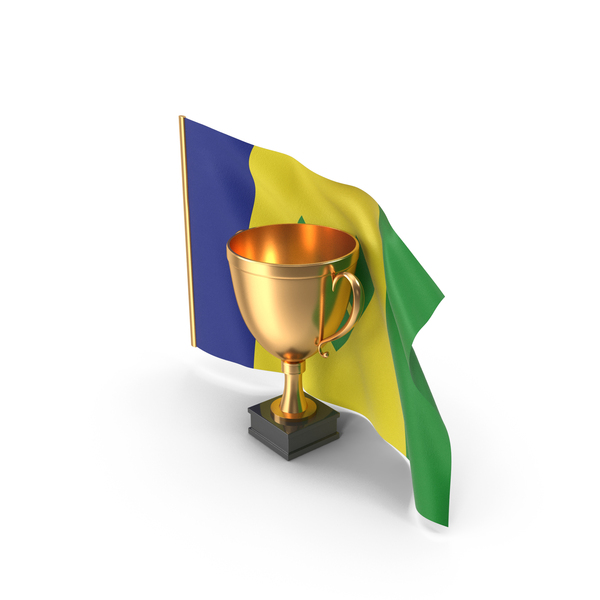 Saint Vincent And The Grenadines Golden Trophy Flag PNG & PSD Images
