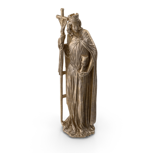 Statue: Saint With a Cross Bronze PNG & PSD Images