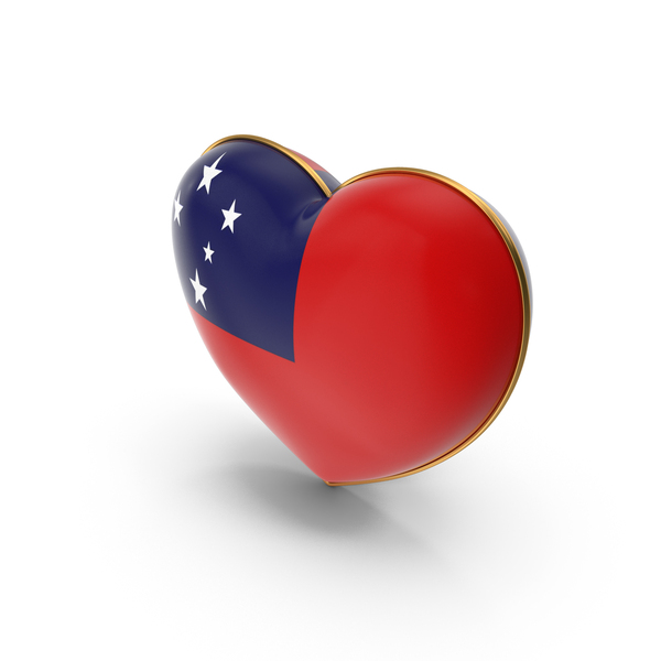 Samoa Country Flag In Heart Golden Frame PNG & PSD Images