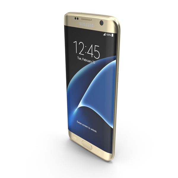 Smartphone: Samsung Galaxy S7 Edge Gold Platinum with SD/SIM Card Tray PNG & PSD Images