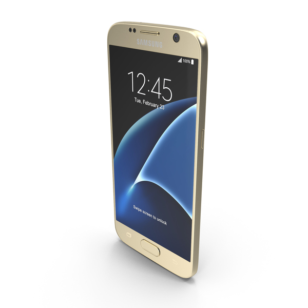 Smartphone: Samsung Galaxy S7 Gold Platinum with SD/SIM Card Tray PNG & PSD Images