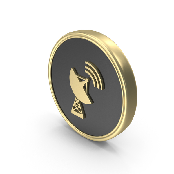 Symbols: Satellite Symbol On Gold Coin PNG & PSD Images Symbols: Satellite Symbol On Gold Coin PNG & PSD Images