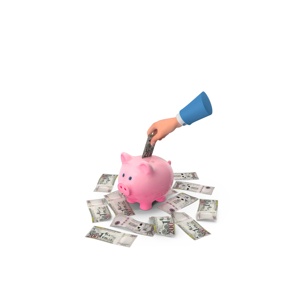 Currency: Saudi 200 Riyals Save Hand Hold Pink Piggy Bank PNG & PSD Images