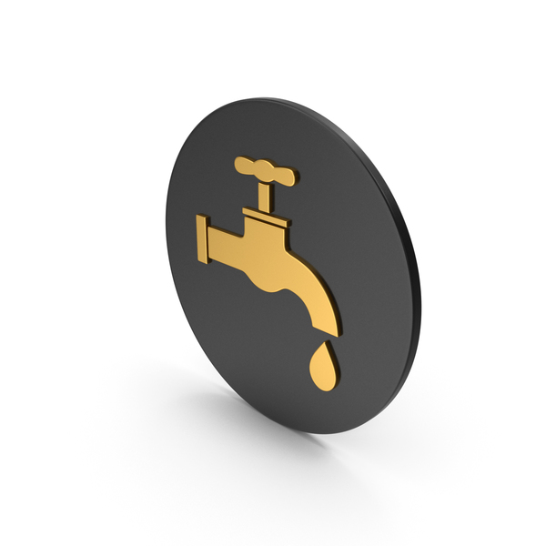 Symbols: Save Water Faucet Gold Icon PNG & PSD Images