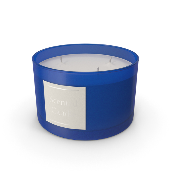 Scented Candle Blue with Label PNG & PSD Images