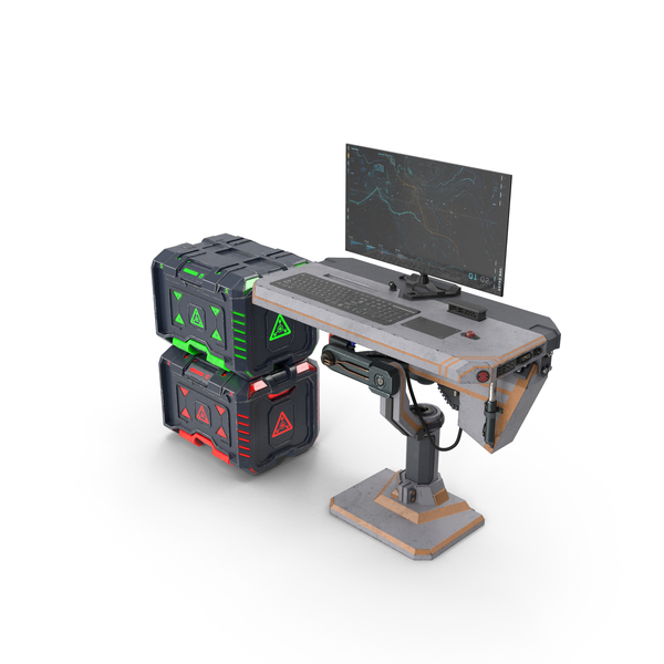 Science Fiction Device: Sci-Fi Command Console and Futuristic Containers PNG & PSD Images
