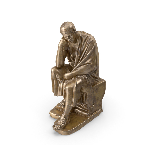 Statue: Seated Philosopher Bronze PNG & PSD Images