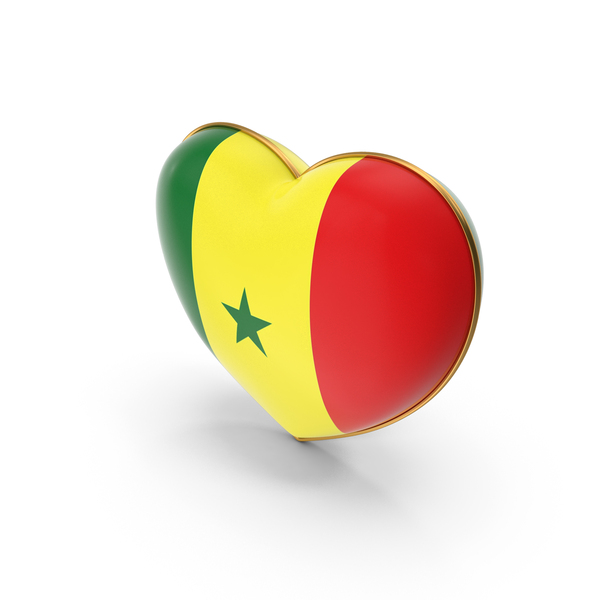Senegal Country Flag In Heart Golden Frame PNG & PSD Images
