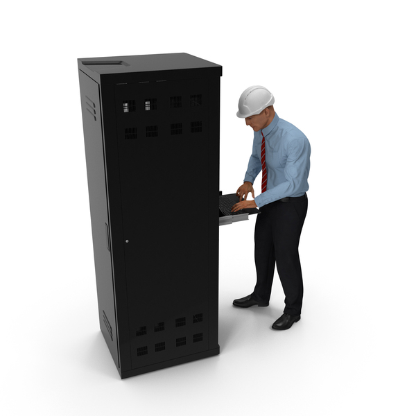 Engineer: Server Rack With System Administrator Working On Laptop PNG & PSD Images Engineer: Server Rack With System Administrator Working On Laptop PNG & PSD Images