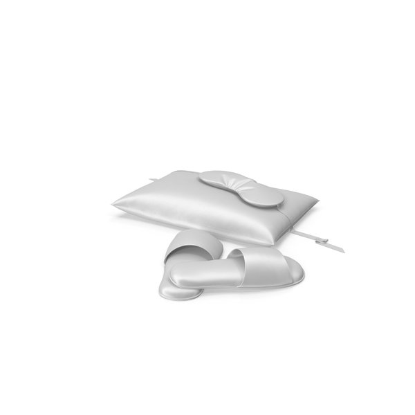 Set of White Silk Pillow Sleep Mask and Slippers PNG & PSD Images Set of White Silk Pillow Sleep Mask and Slippers PNG & PSD Images