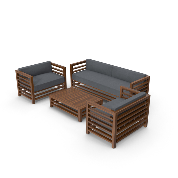 Patio Furniture: Set of Wood Outdoor Sofas and Table PNG & PSD Images Patio Furniture: Set of Wood Outdoor Sofas and Table PNG & PSD Images