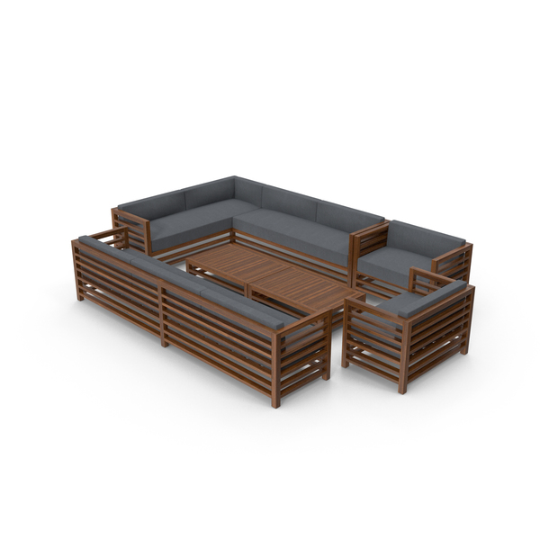 Sectional Sofa: Set of Wood Outdoor Sofas and Table PNG & PSD Images Sectional Sofa: Set of Wood Outdoor Sofas and Table PNG & PSD Images