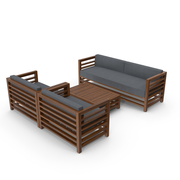 Set of Wood Outdoor Sofas and Table PNG Images & PSDs for Download ...