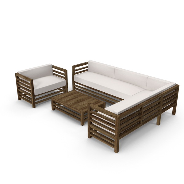 Sectional Sofa: Set of Wood Outdoor Sofas and Table PNG & PSD Images Sectional Sofa: Set of Wood Outdoor Sofas and Table PNG & PSD Images