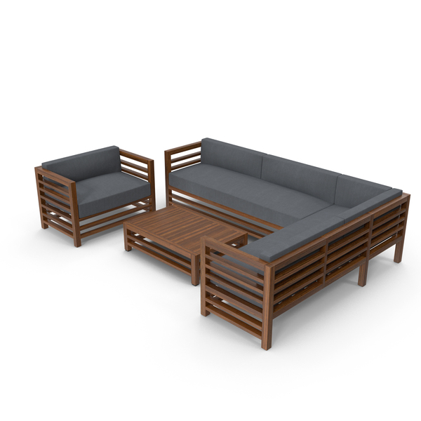 Sectional Sofa: Set of Wood Outdoor Sofas and Table PNG & PSD Images Sectional Sofa: Set of Wood Outdoor Sofas and Table PNG & PSD Images