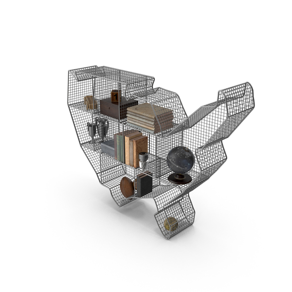 Bookcase: Shelf USA Map Zinc PNG & PSD Images