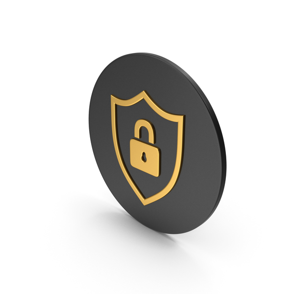 Computer: Shield Locked Gold Icon PNG & PSD Images