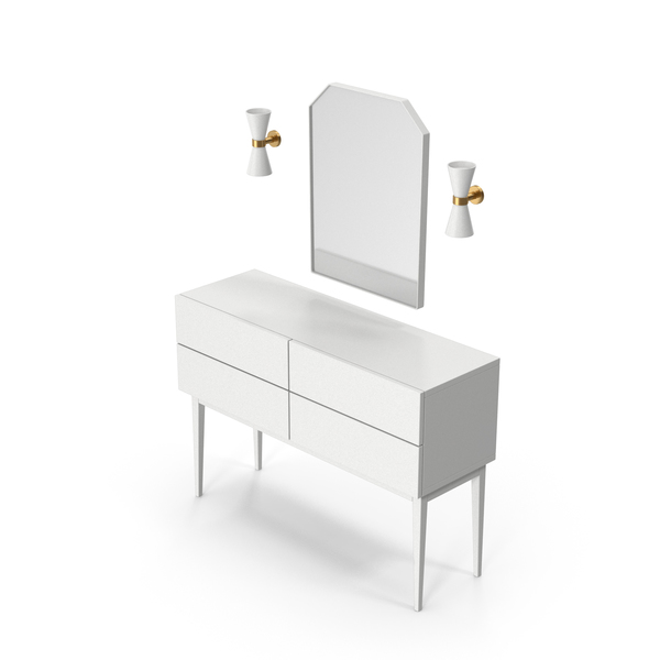 Sideboard Cabinet With Mirror White PNG & PSD Images