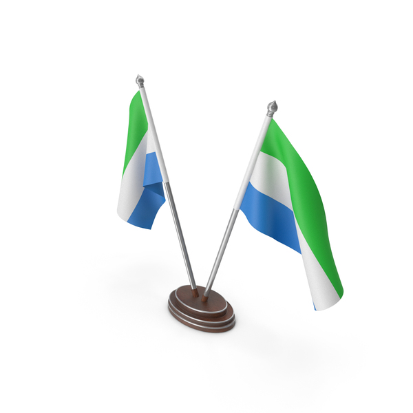 Flag: Sierra Leone Cloth Two Flags Stand PNG & PSD Images