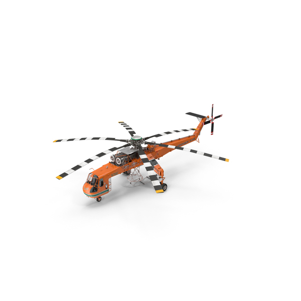 Aerial Crane: Sikorsky S-64 Skycrane Helicopter Cargo Orange PNG & PSD Images