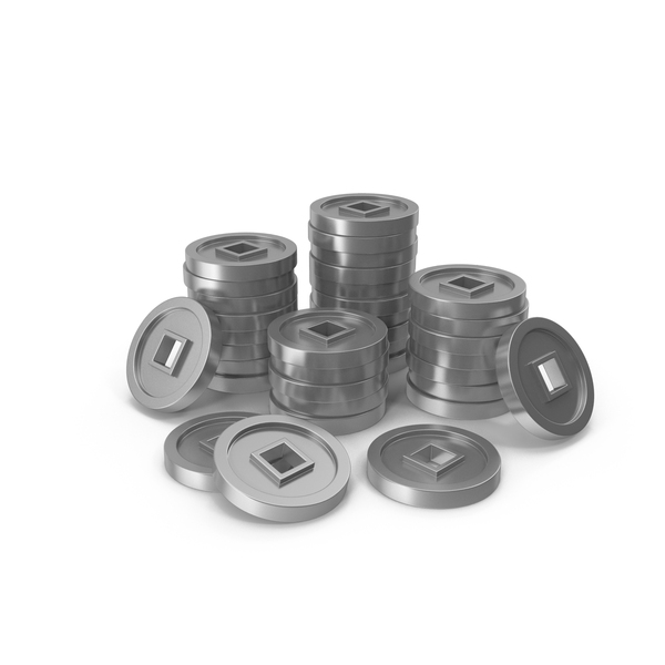 Silver Chinese Coins Stack PNG & PSD Images