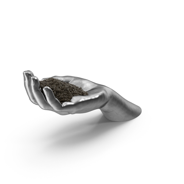 Silver Hand Handful with Black Sesame Seeds PNG & PSD Images Silver Hand Handful with Black Sesame Seeds PNG & PSD Images