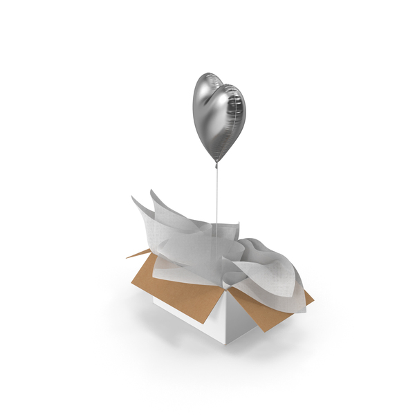 Gift: Silver Heart Balloon Surprise Box PNG & PSD Images Gift: Silver Heart Balloon Surprise Box PNG & PSD Images