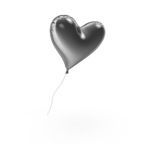 Valentine's Balloons: Silver Heart Balloon PNG & PSD Images