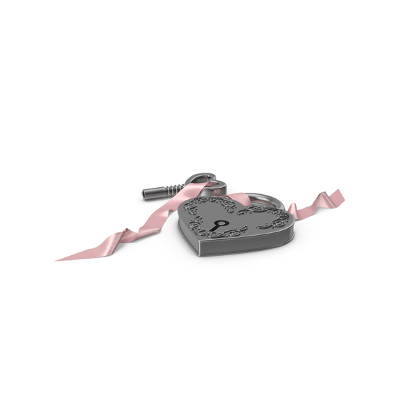 Silver Heart Shaped Lock and Key with Pink Ribbon PNG & PSD Images Silver Heart Shaped Lock and Key with Pink Ribbon PNG & PSD Images