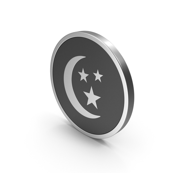 Meteorology Symbols: Silver Icon Moon With Stars PNG & PSD Images
