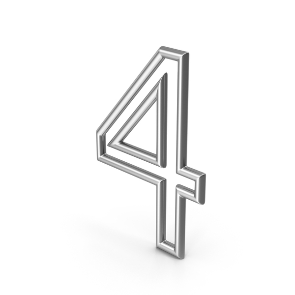 Silver Number 4 PNG & PSD Images Silver Number 4 PNG & PSD Images