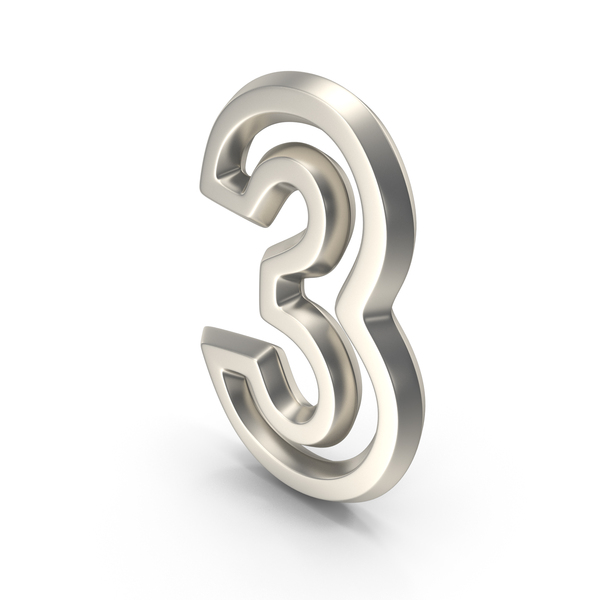 Silver Outline Number 3 PNG & PSD Images