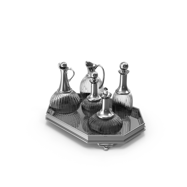Decanter: Silver Tray of Decanters PNG & PSD Images Decanter: Silver Tray of Decanters PNG & PSD Images