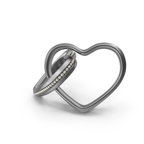Gold Ring: Silver Two Heart Shaped Rings With Pearls PNG & PSD Images