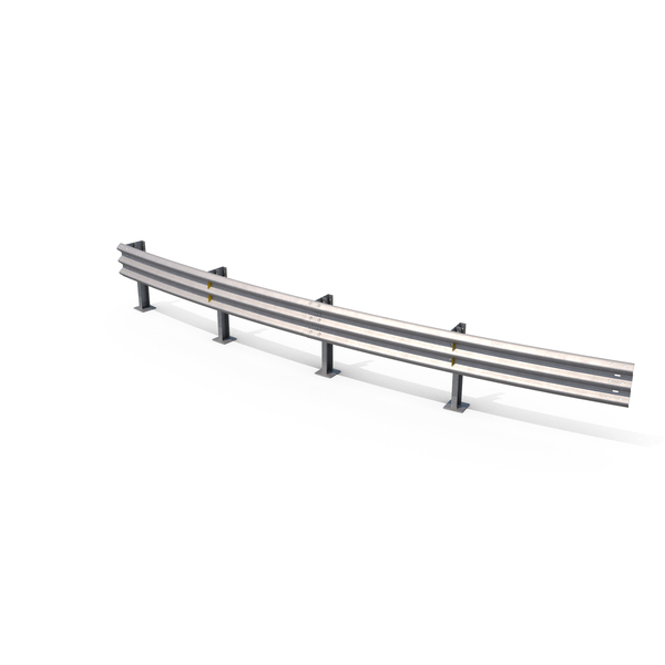 Roadway: Single 20m Triple Beam Curved Guardrail PNG & PSD Images