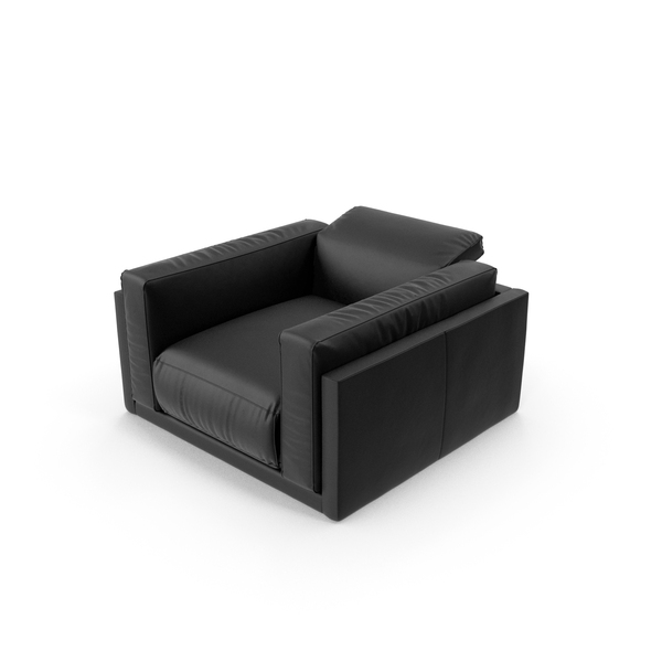 Arm Chair: Single Black Leather Sofa PNG & PSD Images
