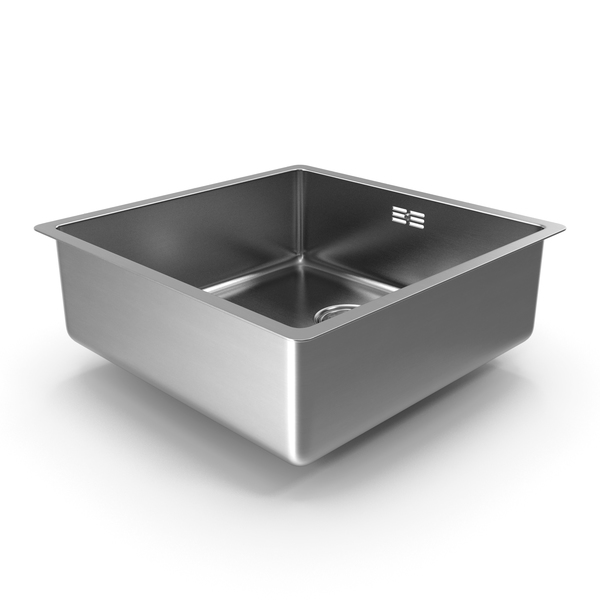 Kitchen: Single Bowl Square Stainless Steel Inset Sink PNG & PSD Images