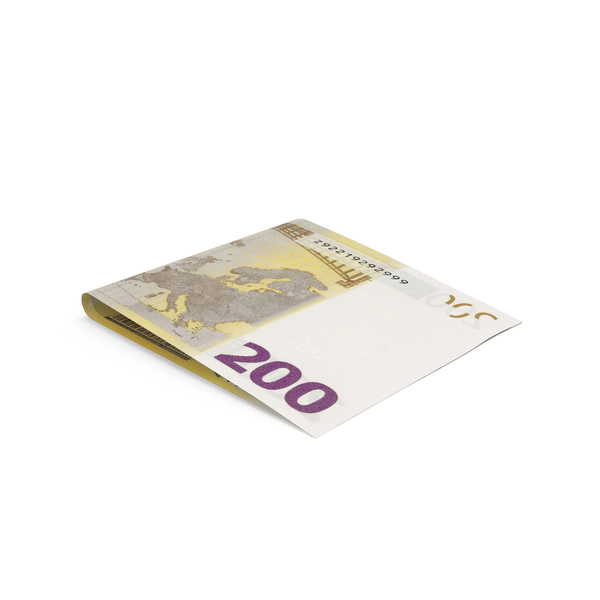 Banknote: Single Euro 200 Note Proper Fold Ground PNG & PSD Images