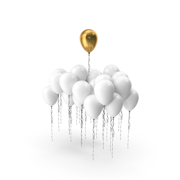 Balloons: Single Golden Balloon In White Group PNG & PSD Images
