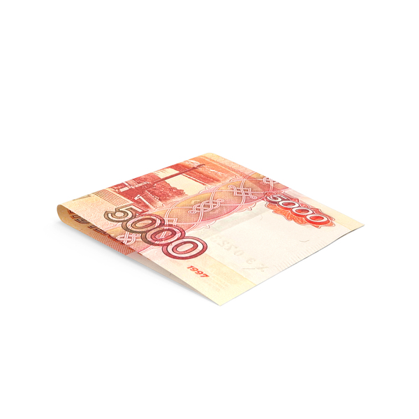 Ruble Bill: Single Russian 5000 Rubles Proper Fold Ground PNG & PSD Images
